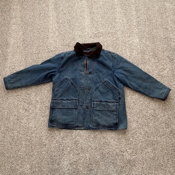 EUC Woolrich Women’s Denim Wool Blanket Lined Chore Barn Coat Jacket Sz XL - Picture 2 of 10